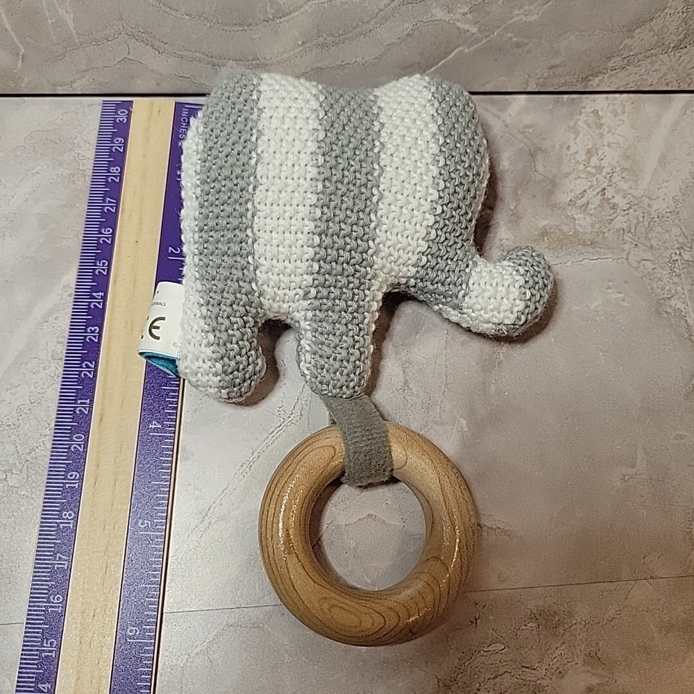 Manhattan Toy Baby Knit Rattle Elephant Grey Striped 2018